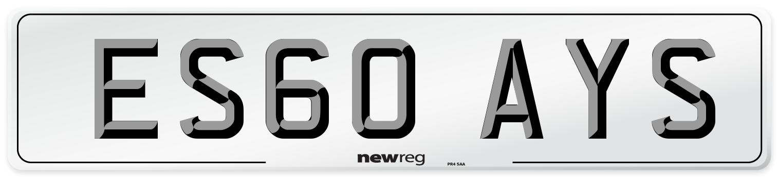 ES60 AYS Number Plate from New Reg